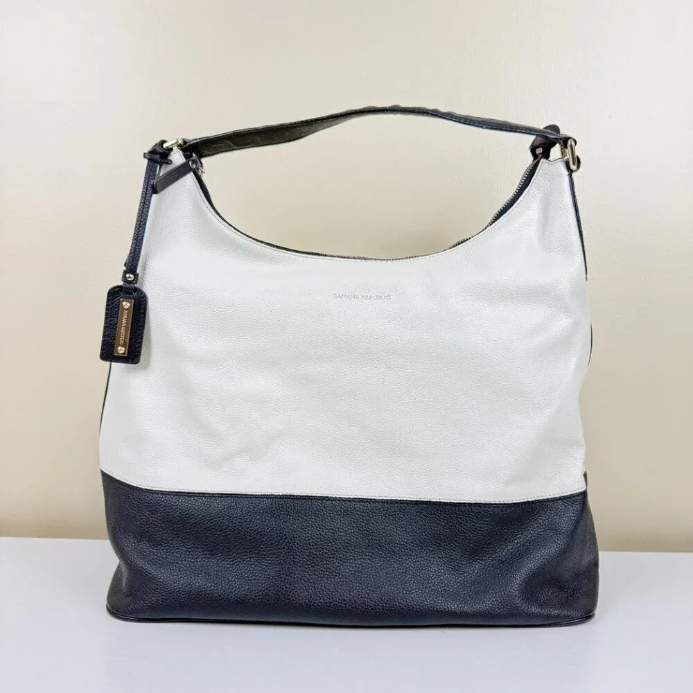 EUC Banana Republic Parkside Hobo Bag in White and Black Leather